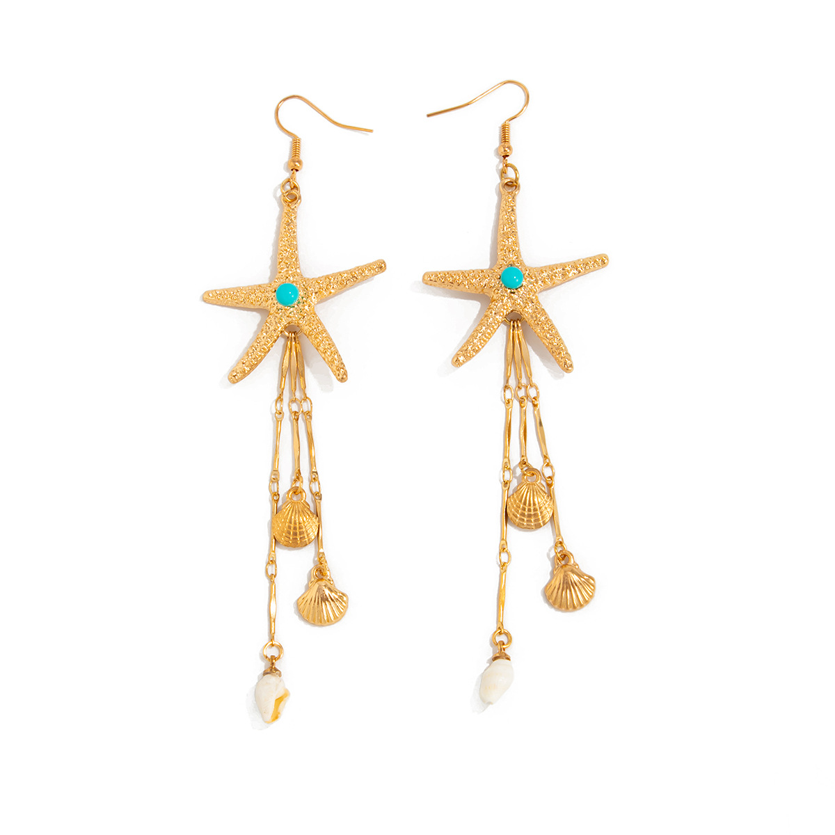 Beach Starfish Jellyfish Alloy Earring with Crystal Tassel