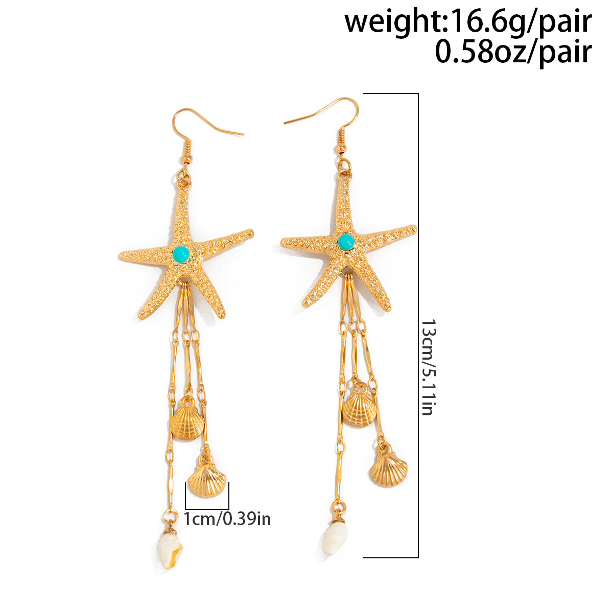 Beach Starfish Jellyfish Alloy Earring with Crystal Tassel