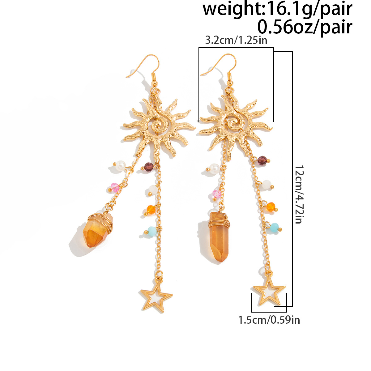 Beach Starfish Jellyfish Alloy Earring with Crystal Tassel