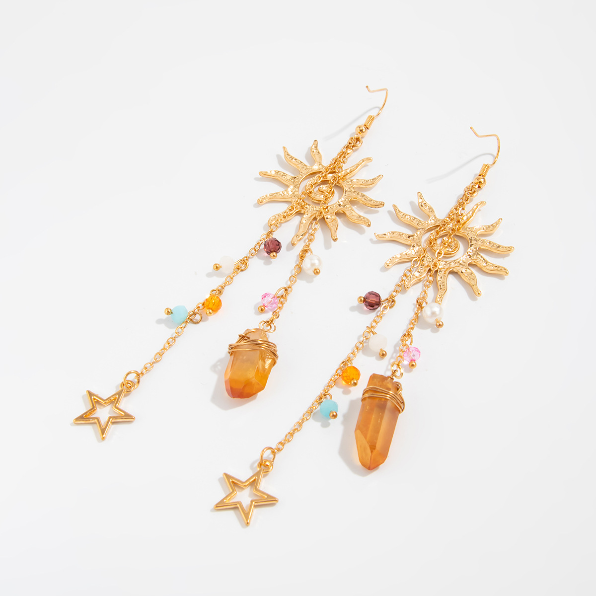 Beach Starfish Jellyfish Alloy Earring with Crystal Tassel