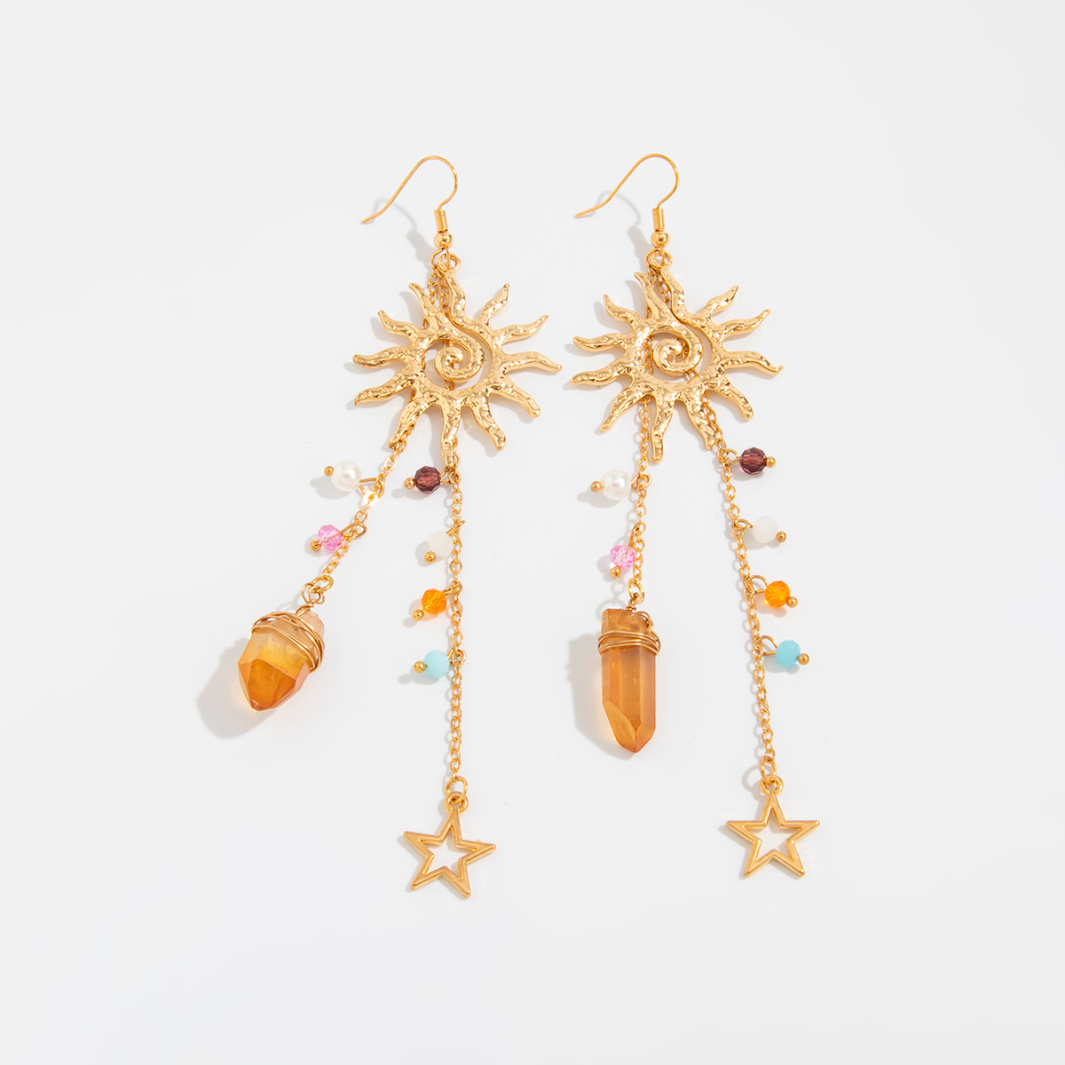 Beach Starfish Jellyfish Alloy Earring with Crystal Tassel