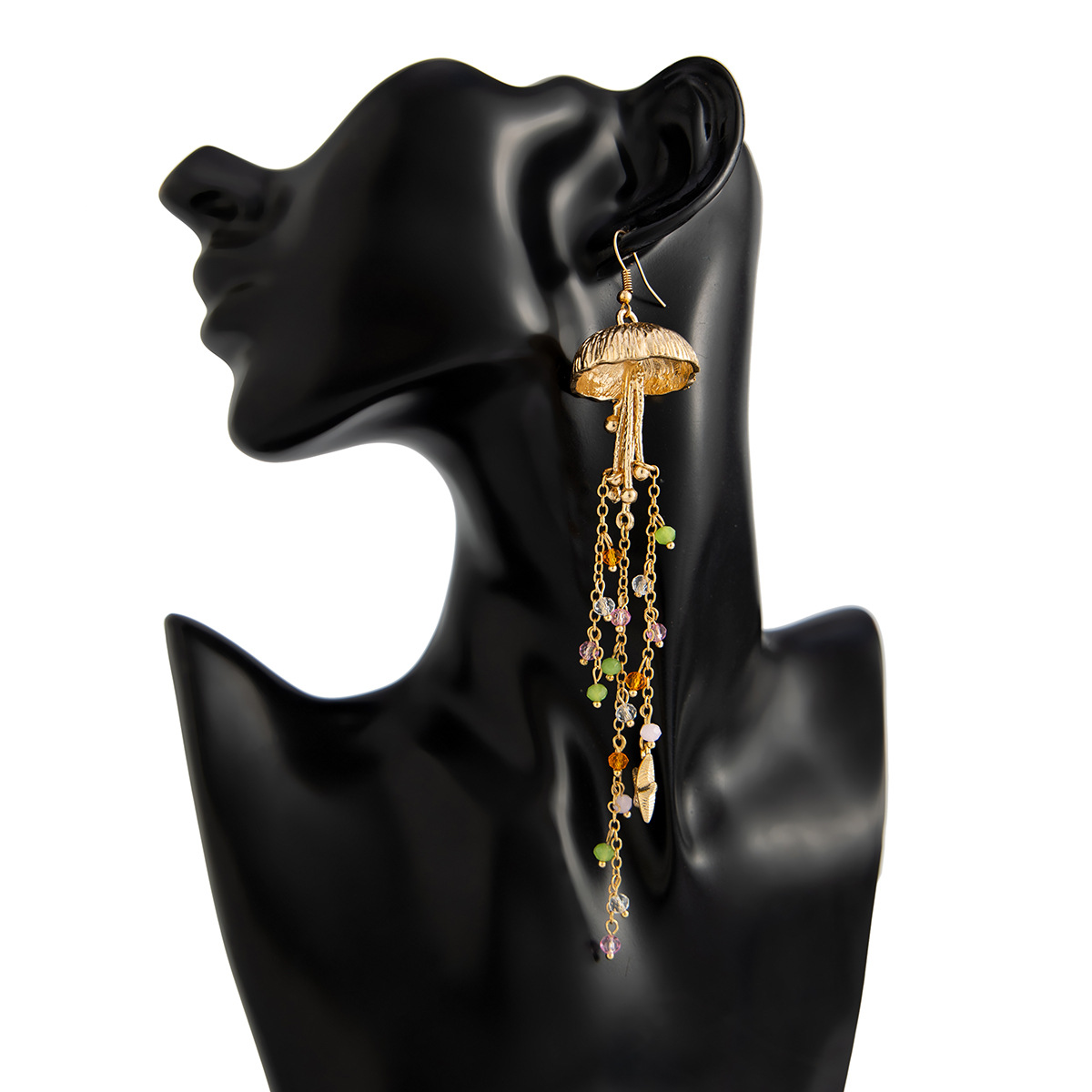 Beach Starfish Jellyfish Alloy Earring with Crystal Tassel