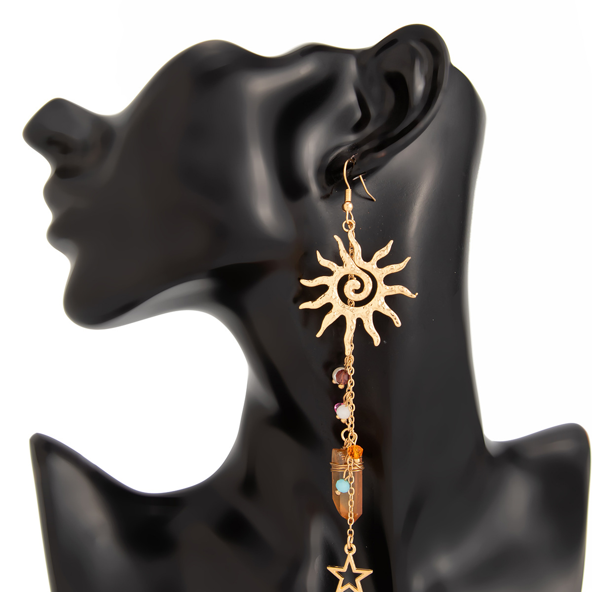 Beach Starfish Jellyfish Alloy Earring with Crystal Tassel
