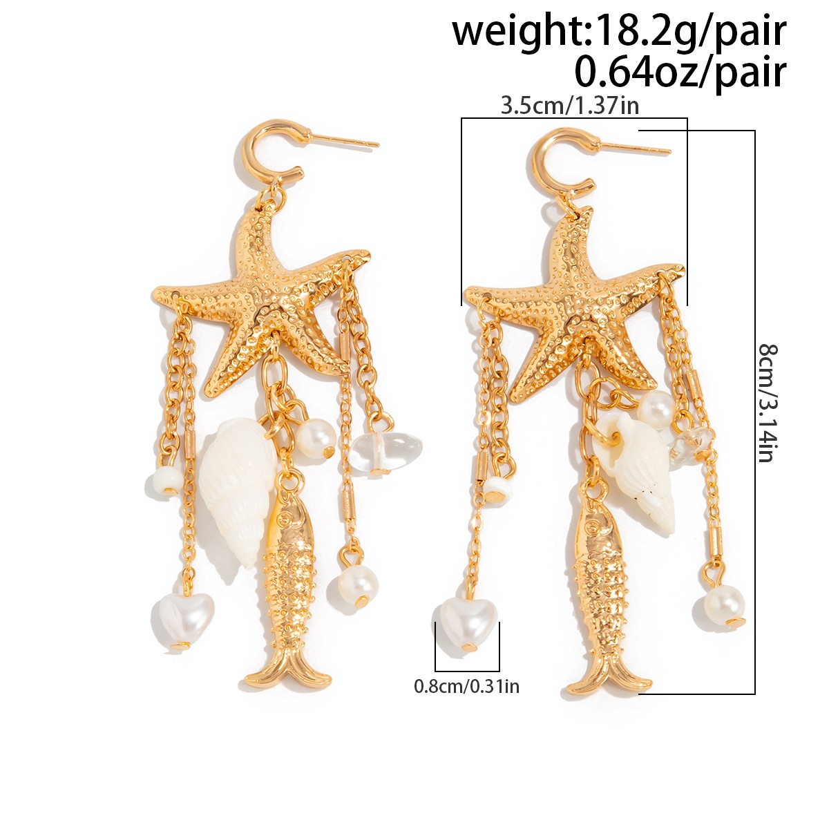 Beach Starfish Jellyfish Alloy Earring with Crystal Tassel