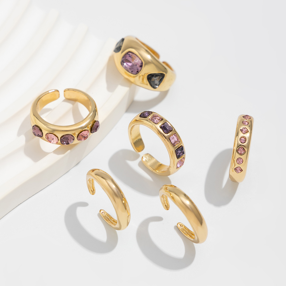 Rhinestone Irregular Ring Set
