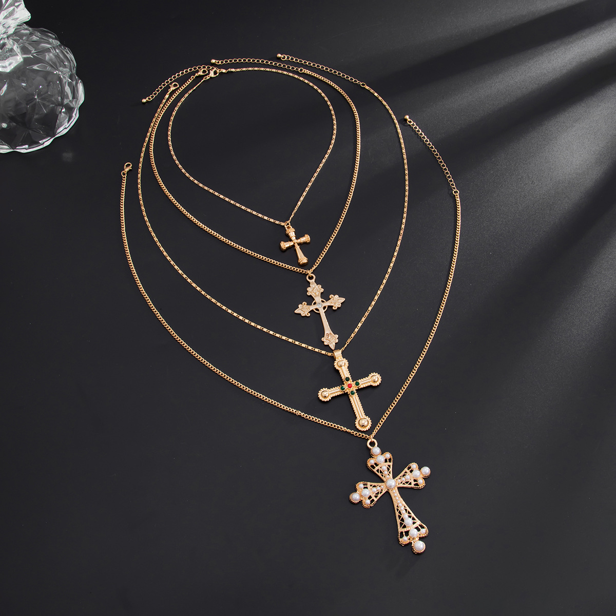 Hip-hop Pearl Cross Necklace