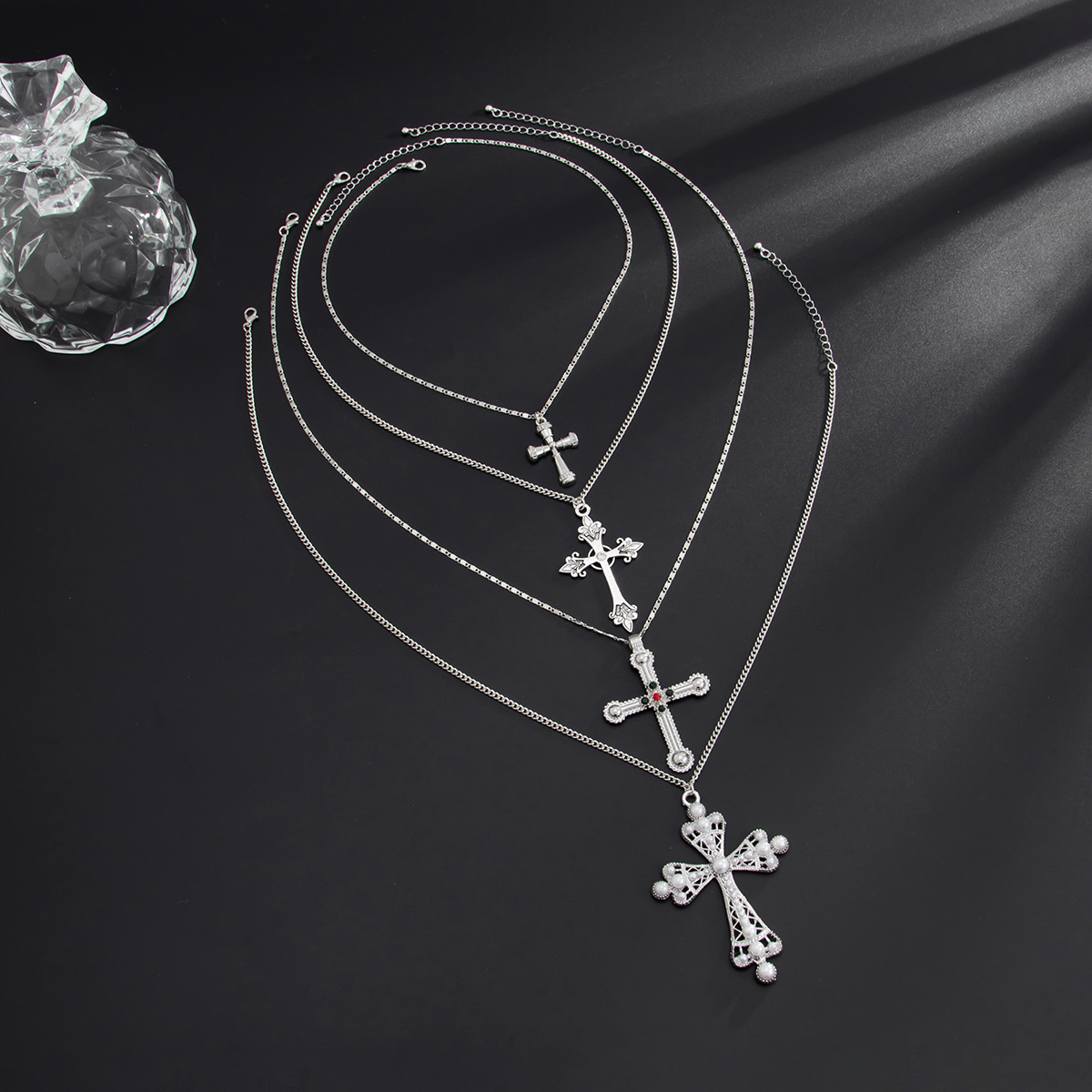 Hip-hop Pearl Cross Necklace