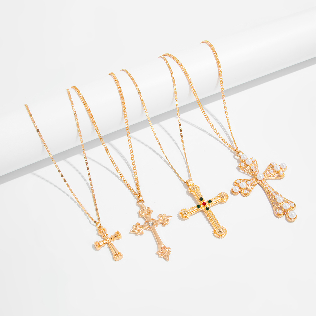 Hip-hop Pearl Cross Necklace