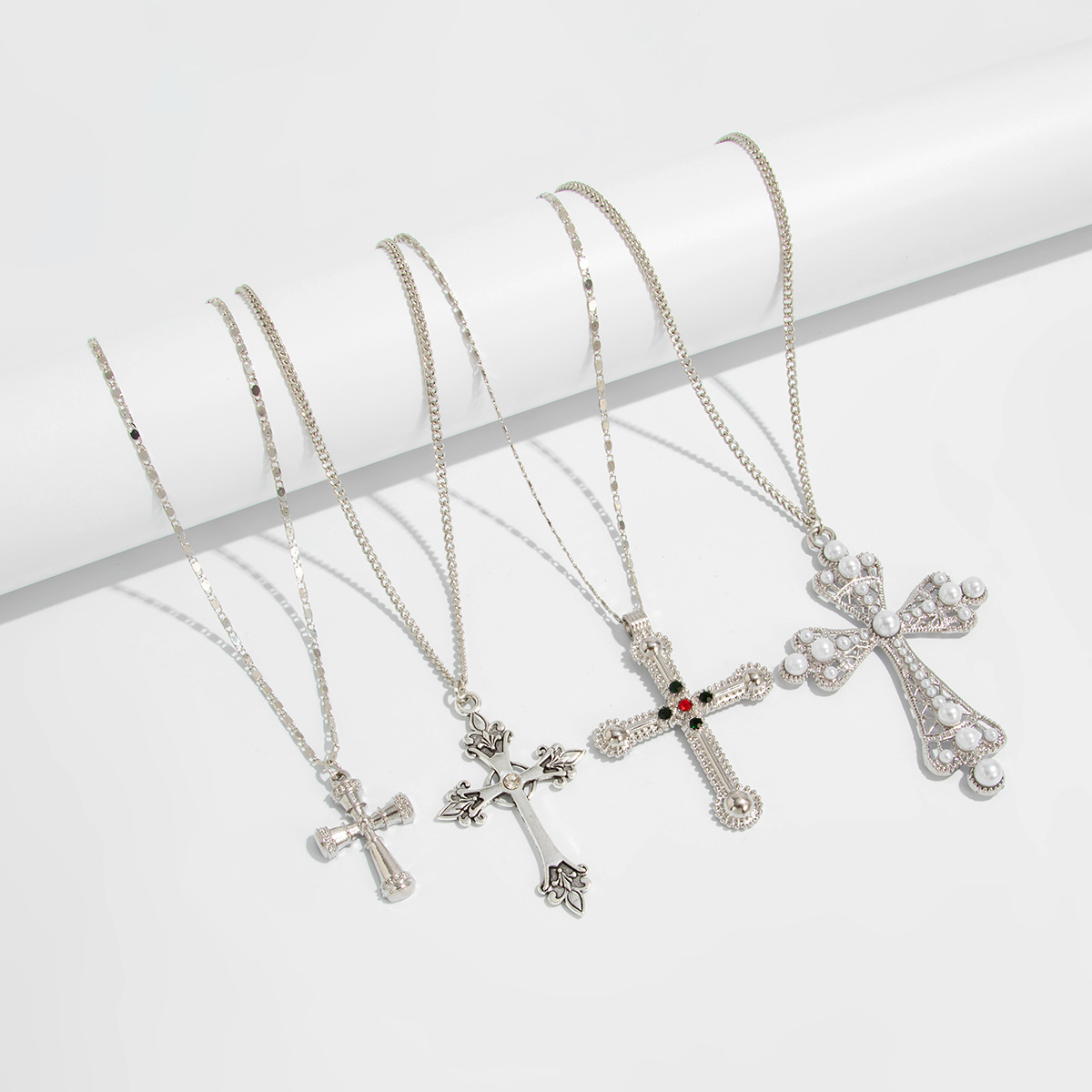 Hip-hop Pearl Cross Necklace