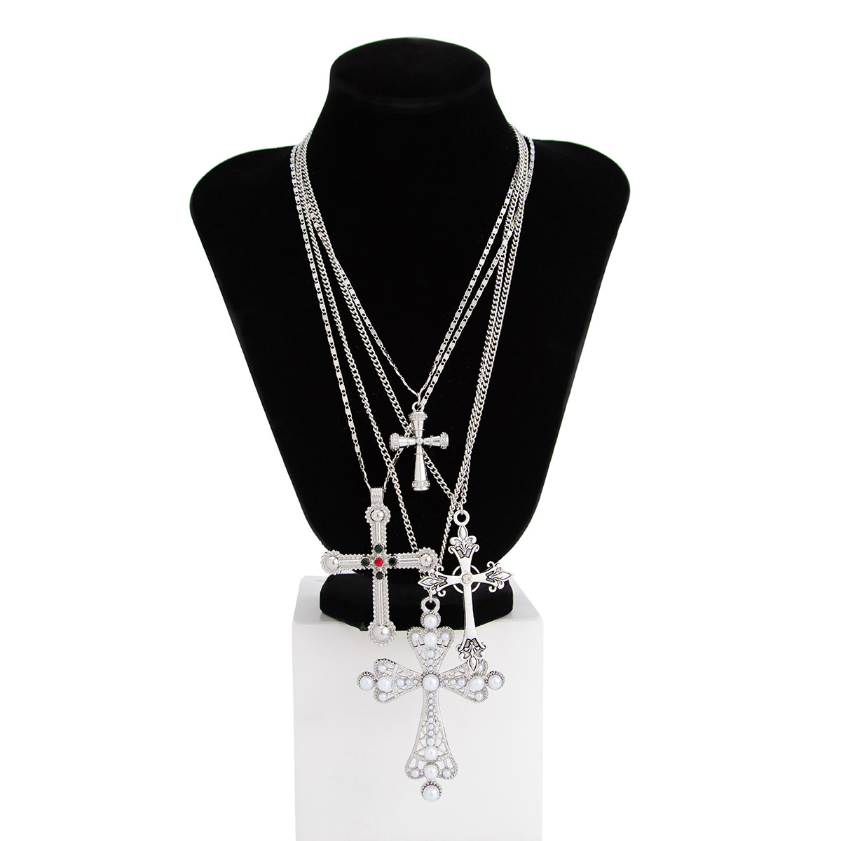 Hip-hop Pearl Cross Necklace
