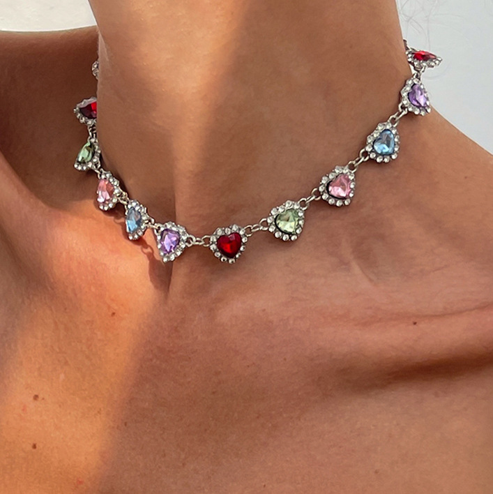 Rhinestone Heart Choker
