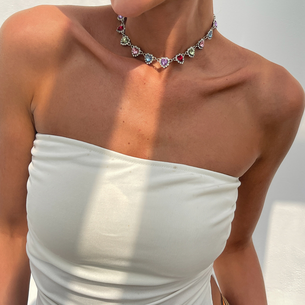 Rhinestone Heart Choker