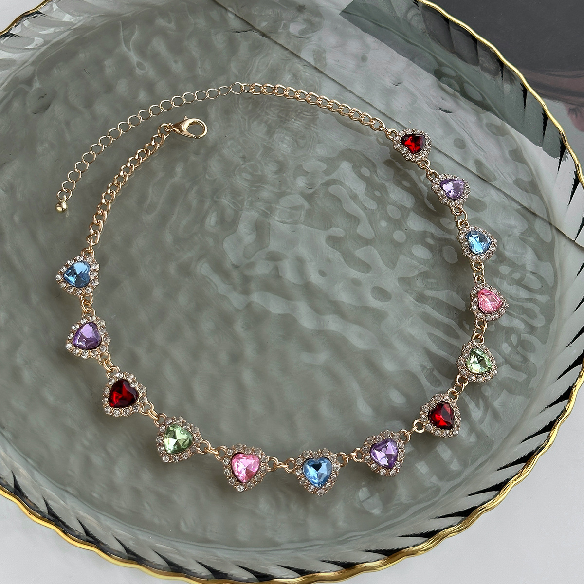 Rhinestone Heart Choker