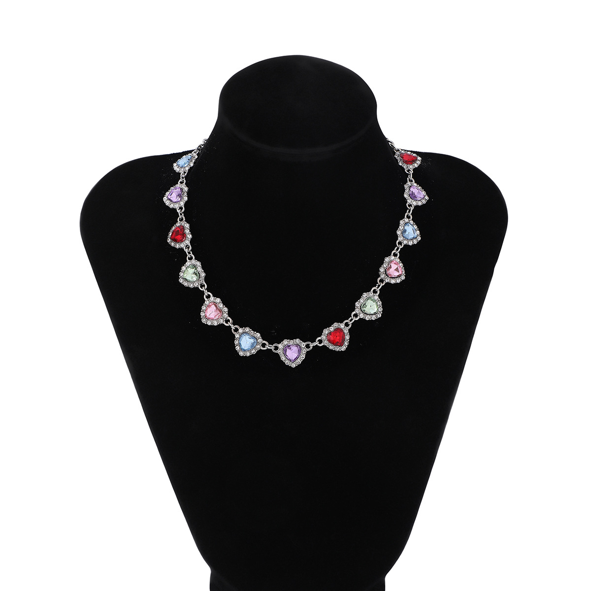 Rhinestone Heart Choker