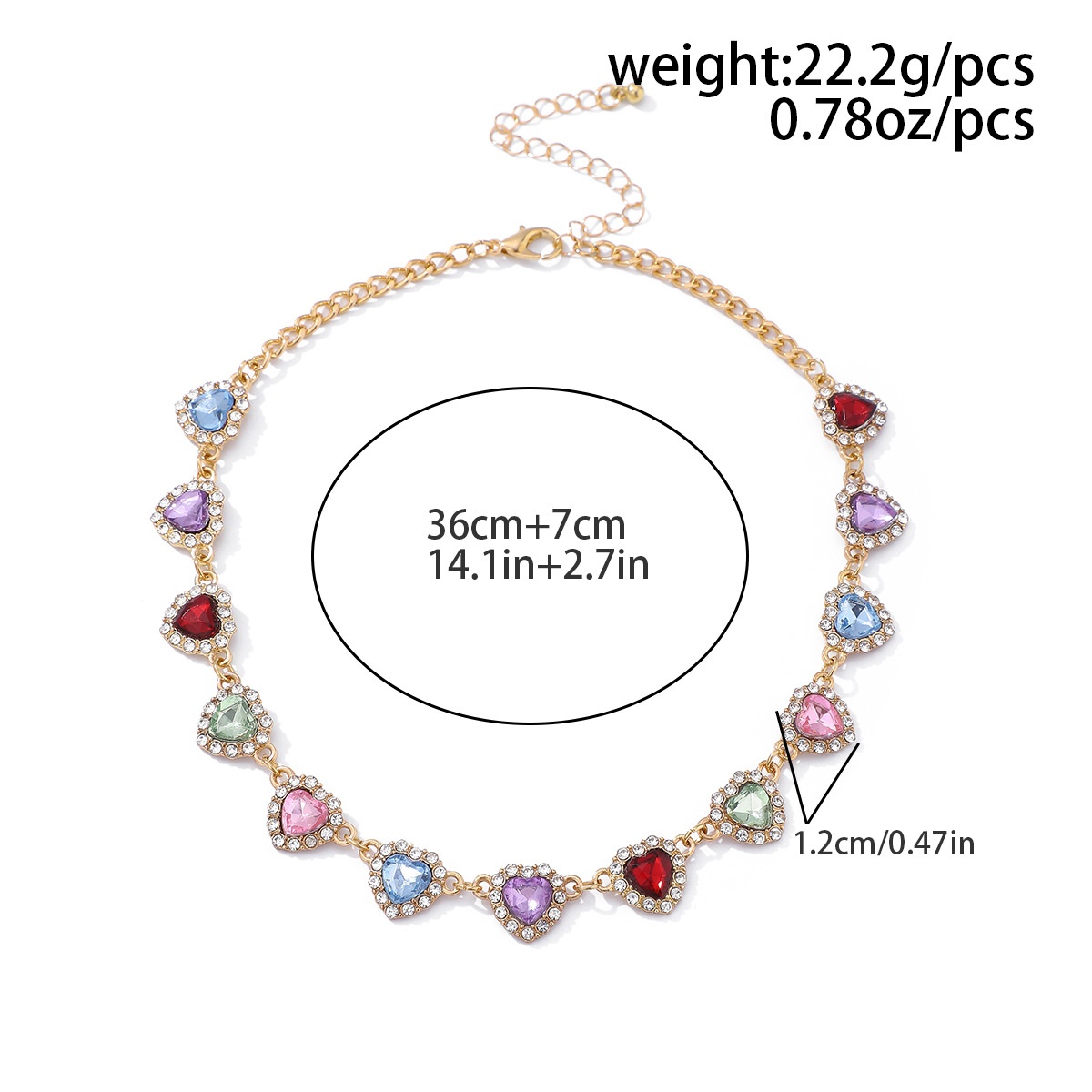 Rhinestone Heart Choker