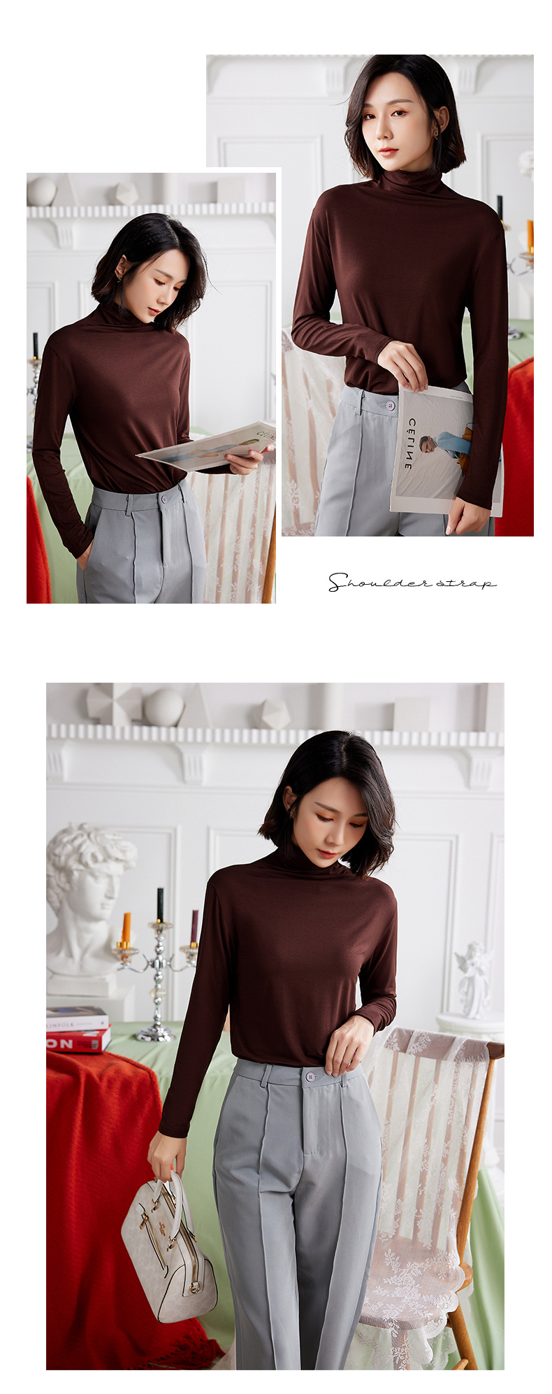 Women's Modal Long Sleeve High Neck Base Layer