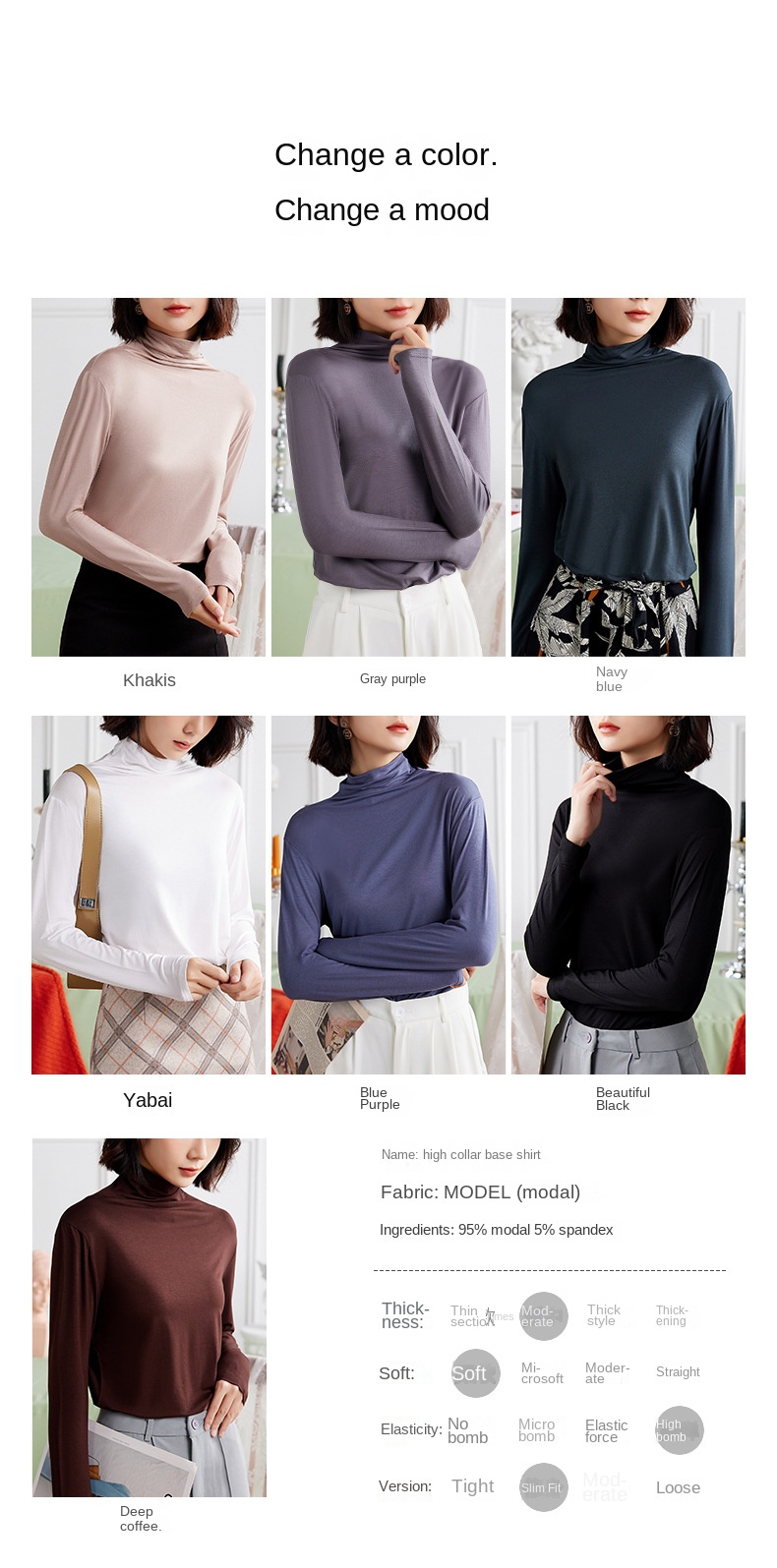 Women's Modal Long Sleeve High Neck Base Layer