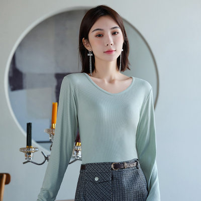 Women's V-Neck Long Sleeve Solid Color Base Layer Top