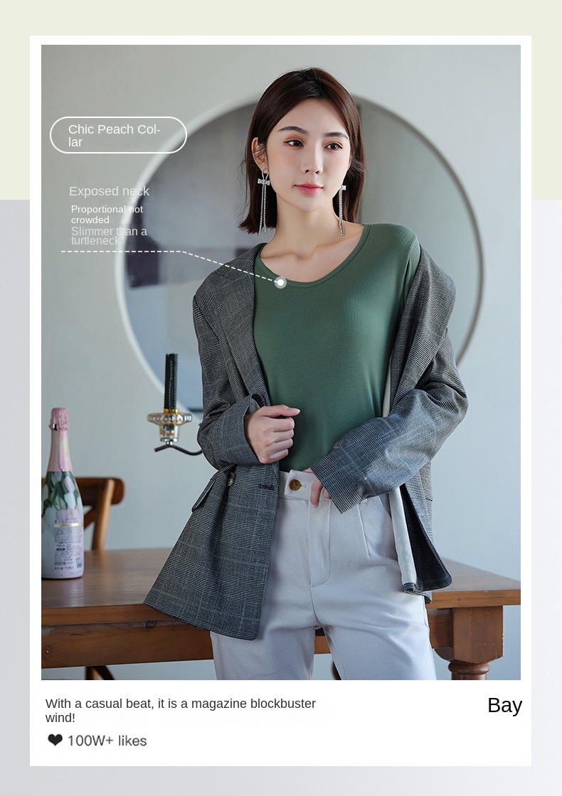 Women's V-Neck Long Sleeve Solid Color Base Layer Top