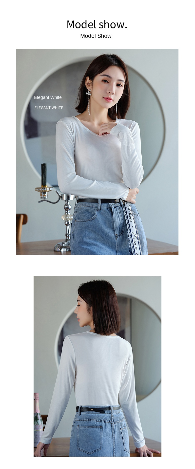 Women's V-Neck Long Sleeve Solid Color Base Layer Top