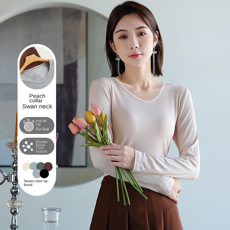 Women's V-Neck Long Sleeve Solid Color Base Layer Top