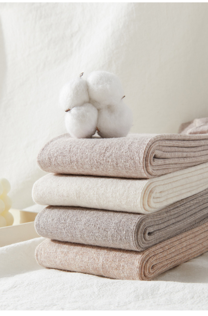 Women's Oatmeal Color Cotton Leggings with Micro - Pressure