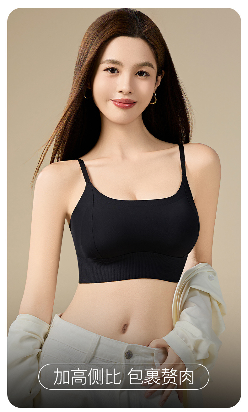 Thickened Wire-free Ice Silk Backless Bustier for Small Breasts
