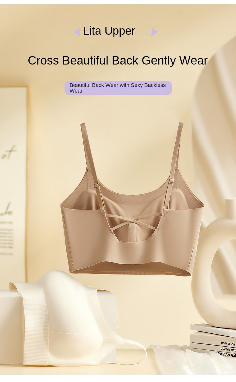 Thickened Wire-free Ice Silk Backless Bustier for Small Breasts