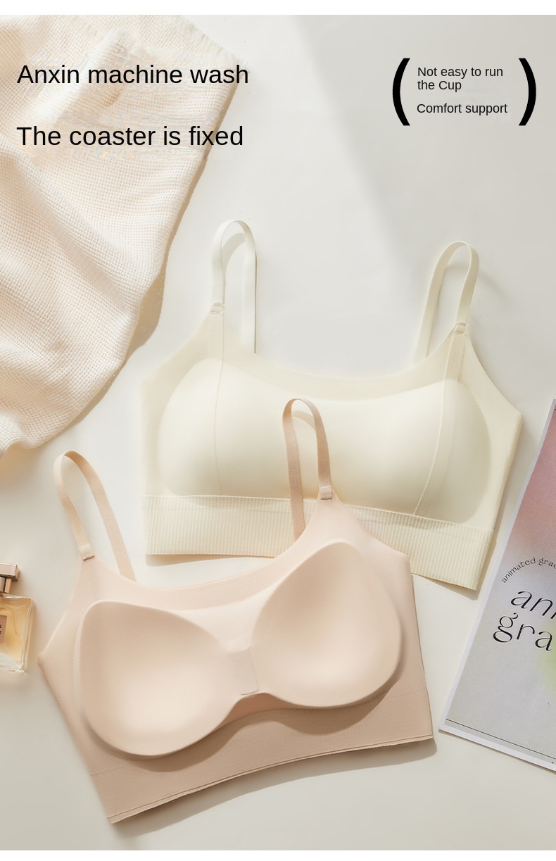 Thickened Wire-free Ice Silk Backless Bustier for Small Breasts