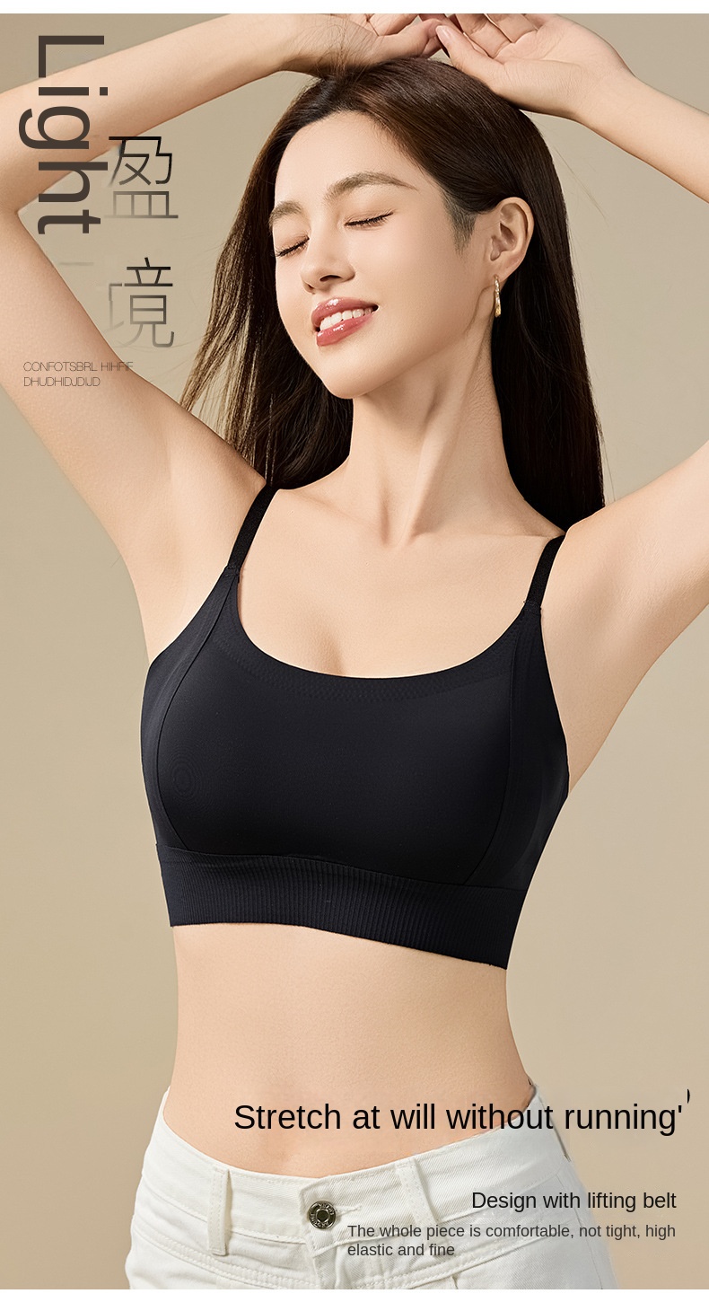 Thickened Wire-free Ice Silk Backless Bustier for Small Breasts