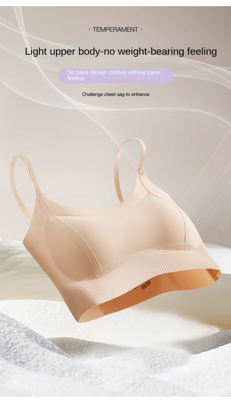 Thickened Wire-free Ice Silk Backless Bustier for Small Breasts