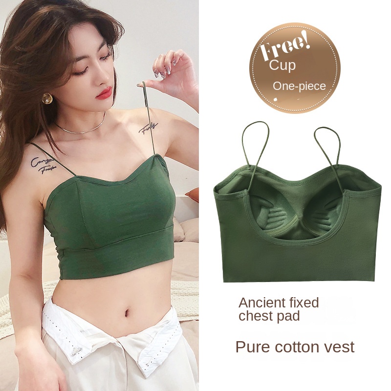 Cotton Integrated Backless Bra Top with Padded Cups