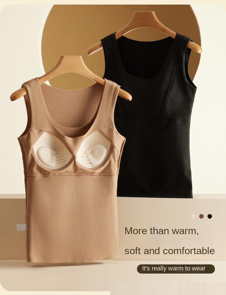 Warm and Light Seamless Thermal Vest with Built - in Cups