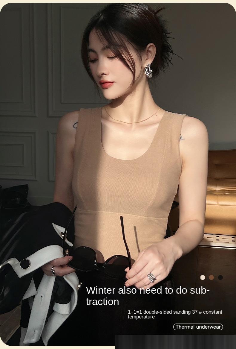 Warm and Light Seamless Thermal Vest with Built - in Cups