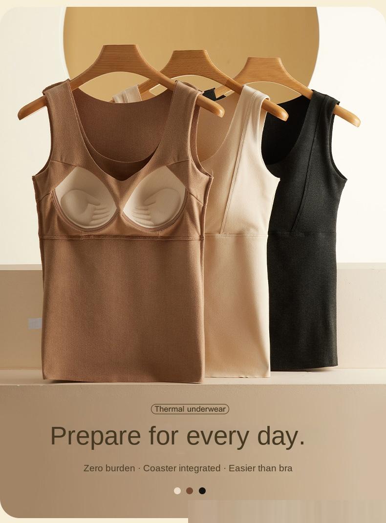 Warm and Light Seamless Thermal Vest with Built - in Cups