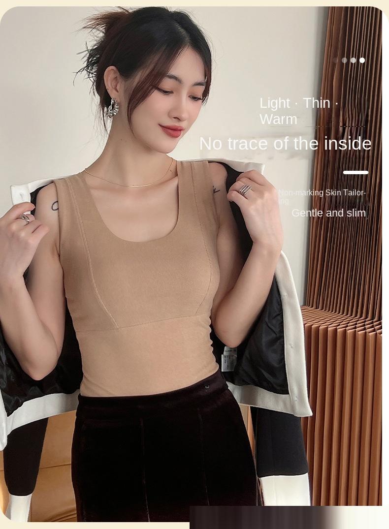 Warm and Light Seamless Thermal Vest with Built - in Cups