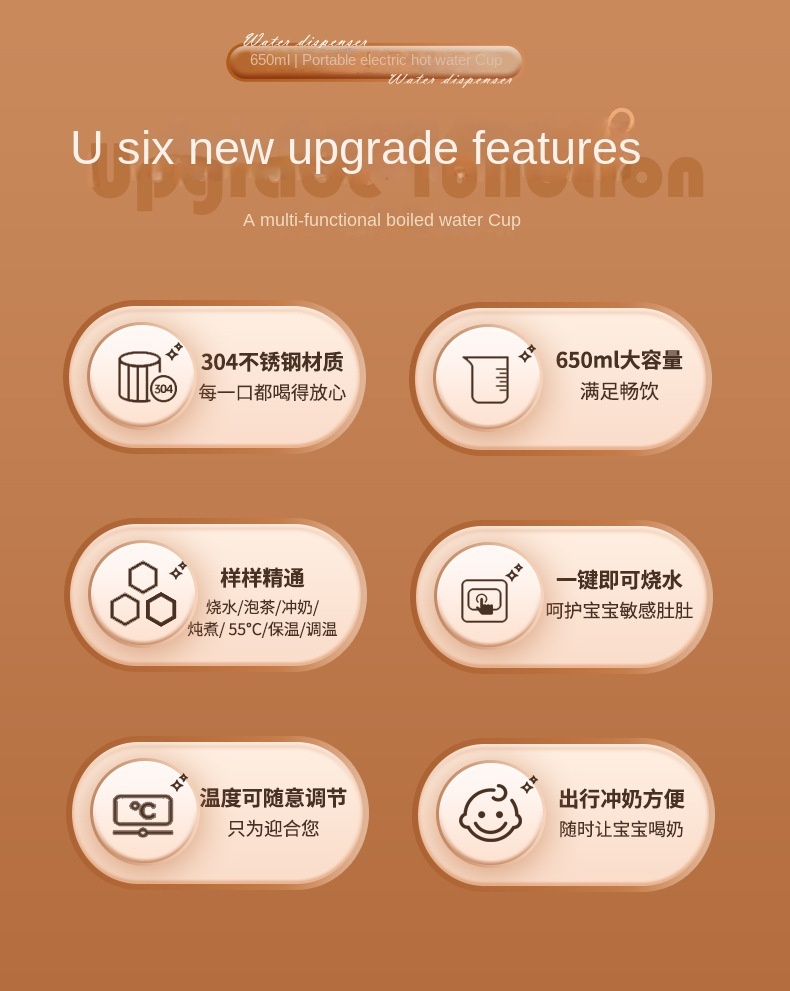 Portable 650ML Electric Heating Cup