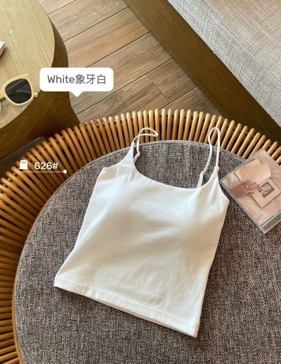 Ivory White and Apricot Sleeveless Bodysuit