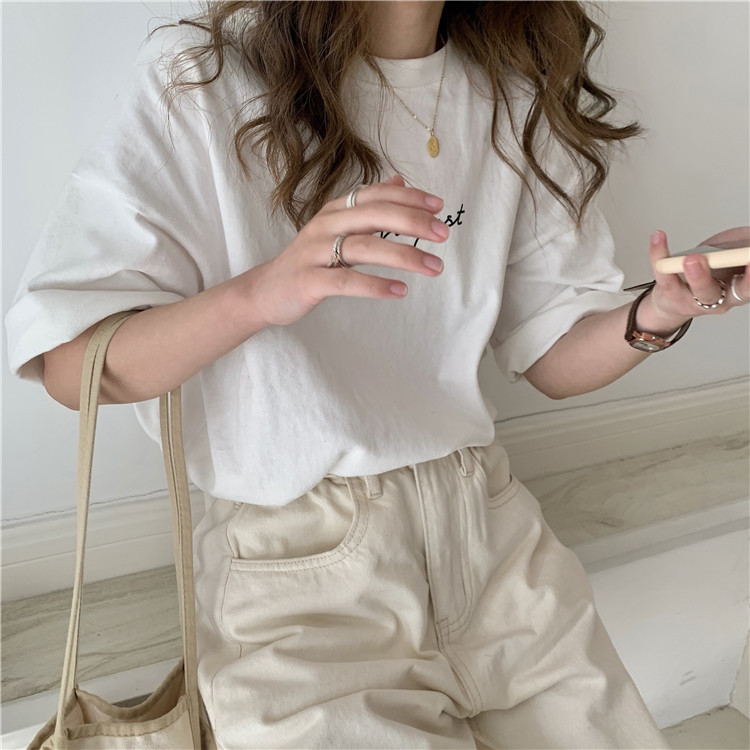 White Short Sleeve Loose-Fit T-Shirt