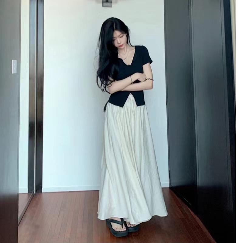 Summer Elastic Waist A-line Skirt Pants