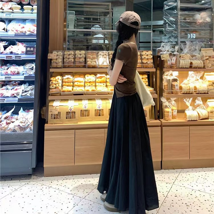 Summer Elastic Waist A-line Skirt Pants