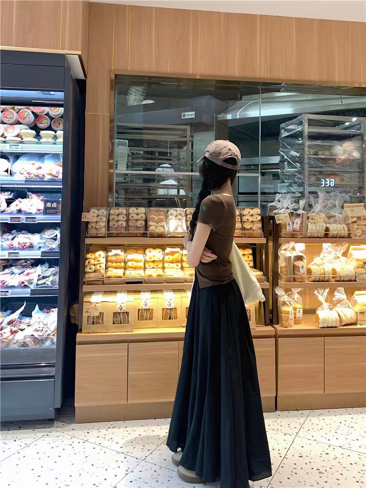 Summer Elastic Waist A-line Skirt Pants