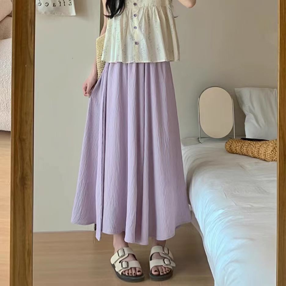 Summer Elastic Waist A-line Skirt Pants