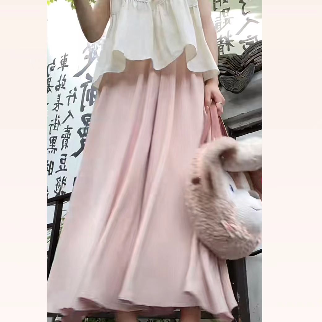 Summer Elastic Waist A-line Skirt Pants