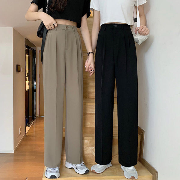 Spring Autumn High Waist Wide Leg Pants