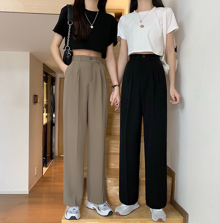 Spring Autumn High Waist Wide Leg Pants
