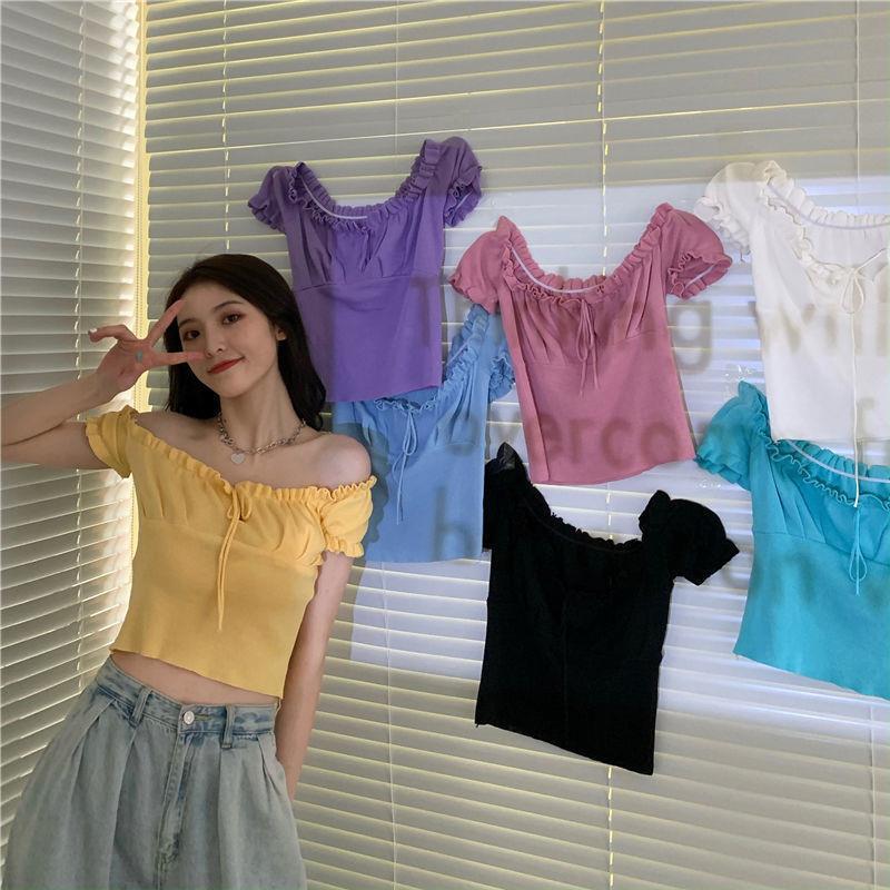 Sculpted Wood Ear Ribbon Drawstring Knit Top