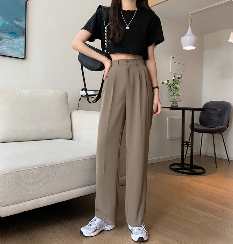Spring Autumn High Waist Wide Leg Pants