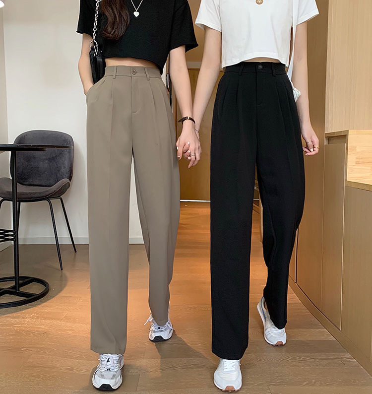 Spring Autumn High Waist Wide Leg Pants