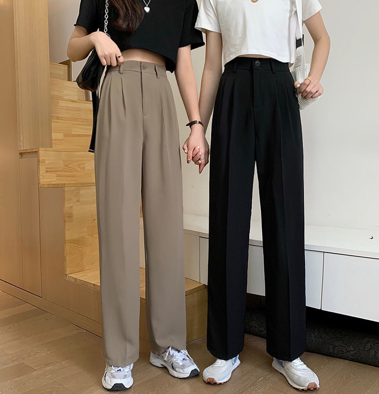 Spring Autumn High Waist Wide Leg Pants